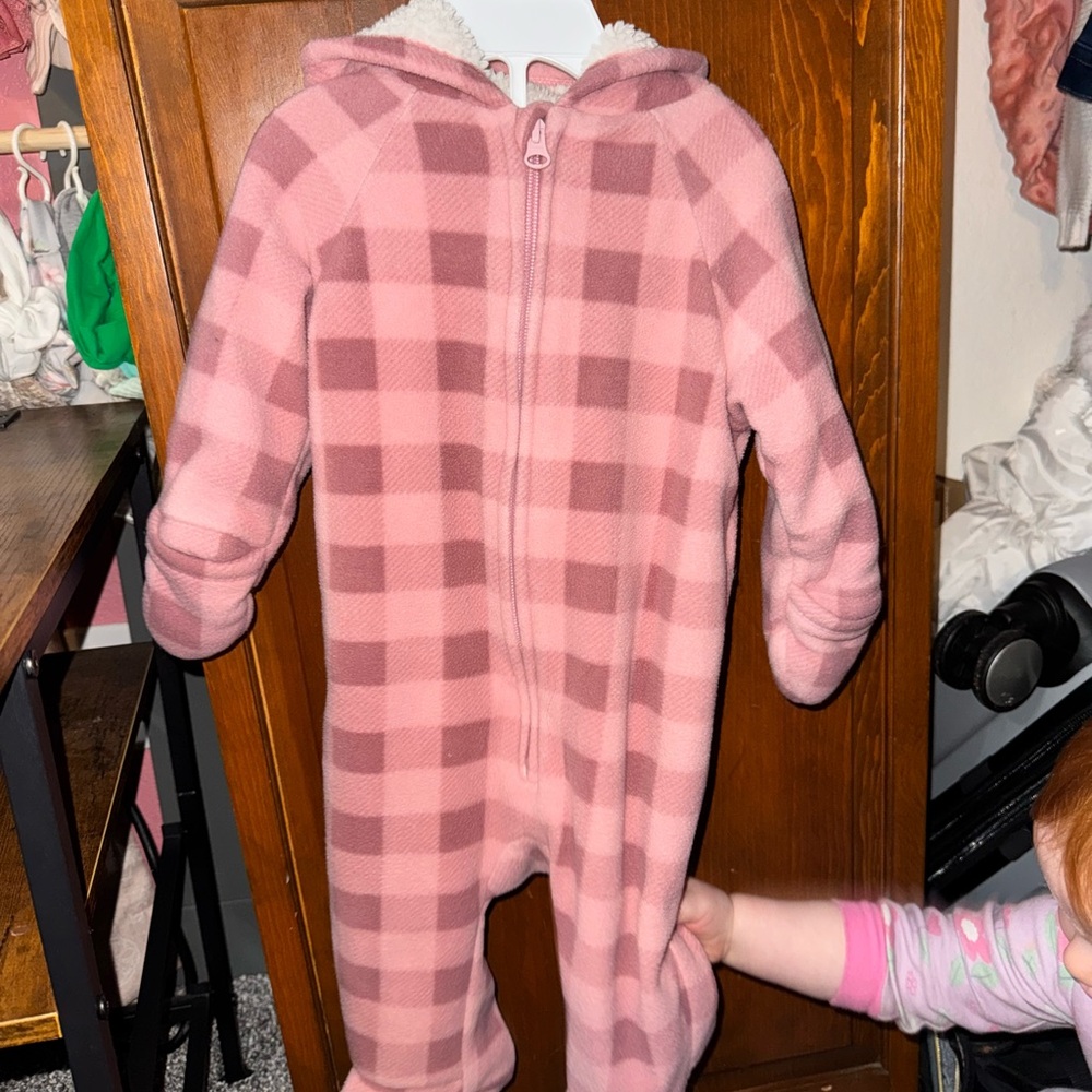 Pink Checkered Kids One Piece